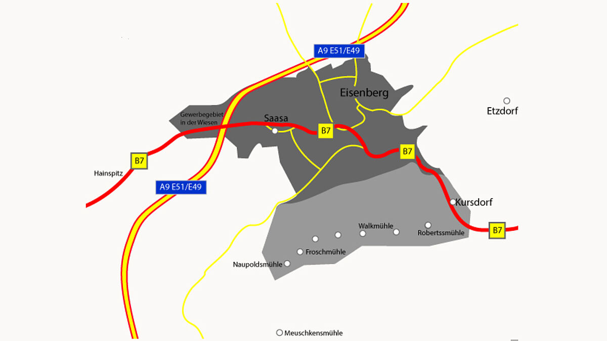Schematische Darstellung der Gasnetzkarte